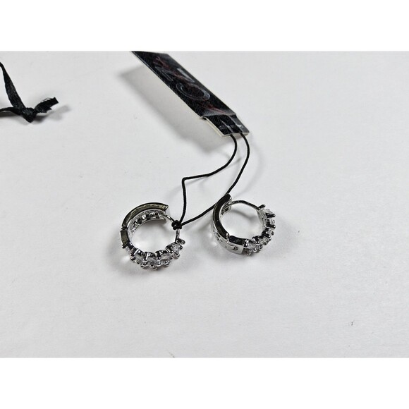 Kenneth Jay Lane KJL Cubic Zirconia Earrings Hoops - Picture 3 of 7